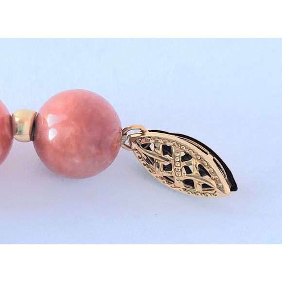 14K Vintage Red Jade Jadeite + Gold Bead Bracelet FREE SHIPPING - Picture 2 of 7